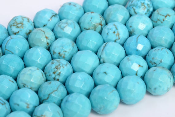 Mint Blue Turquoise Loose Beads Faceted Round Shape 6mm 8mm 10mm