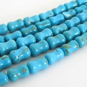 Shop Turquoise Bead Shapes! 12mm Chalk Turquoise Dogbone Beads, Chalk Turquoise Beads – Full 15" Strand Turquoise Beads, Blue Turquoise Beads, Turq208 | Natural genuine other-shape Turquoise beads for beading and jewelry making.  #jewelry #beads #beadedjewelry #diyjewelry #jewelrymaking #beadstore #beading #affiliate #ad