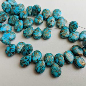 Shop Turquoise Bead Shapes! 7x10mm Mojave Blue Copper Turquoise Plain Pear Bead, Copper Turquoise Fancy Pear, Copper Turquoise For Jewelry (4IN To 8IN Options) – PDG136 | Natural genuine other-shape Turquoise beads for beading and jewelry making.  #jewelry #beads #beadedjewelry #diyjewelry #jewelrymaking #beadstore #beading #affiliate #ad