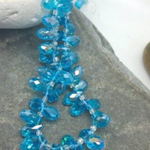 Faceted  Turquoise  Blue Aqua Silver Crystal Briolettes Beads  12 mm Teardrop Beads /Turquoise Teardrops  / 3 High Quality Crystal Beads | Natural genuine other-shape Gemstone beads for beading and jewelry making.  #jewelry #beads #beadedjewelry #diyjewelry #jewelrymaking #beadstore #beading #affiliate #ad