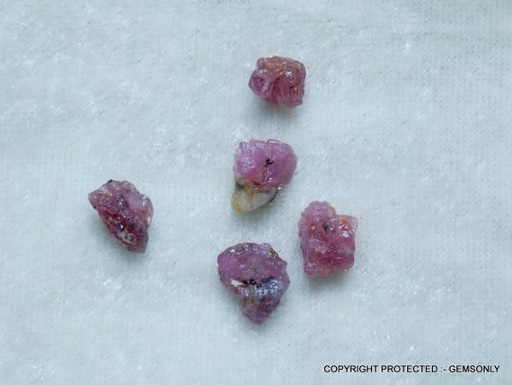10.60cts 5pc Natural Ruby Raw Rough Red Ruby Gemstone For Wire Jewelry Making Stone Natural Un-heated No Heated 100% Red Ruby Raw Of Ruby