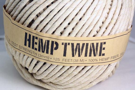 Natural Untreated Hemp Twine -  Strong 3mm -   Spool X 38 Metre ( 125 Feet)