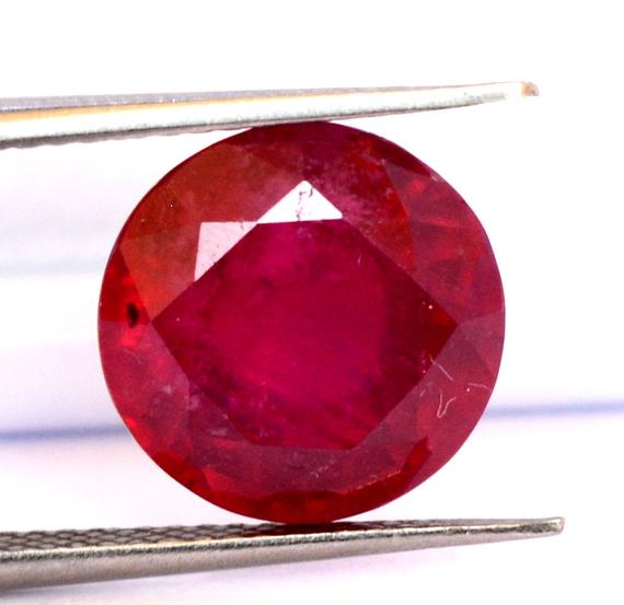 11 Mm Natural Ruby Round Cut 7.32 Cts Deep Red Shade Faceted Loose Gemstone Gf