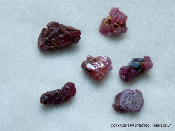 28.30cts 7pc Natural Ruby Raw Rough Red Ruby Gemstone For Wire Jewelry Making Stone Natural Un-heated No Heated 100% Red Ruby Raw Of Ruby