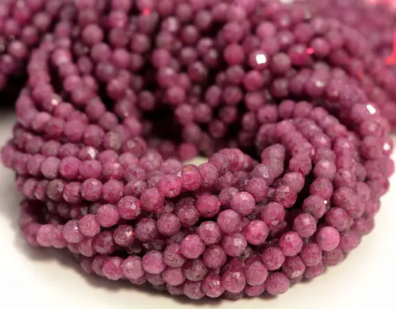 2mm Genuine Ruby Gemstone Grade Aaa Micro Faceted Round Beads 15.5 Inch Full Strand Bulk Lot 1,6,12,24 And 48 (80007310-a254)