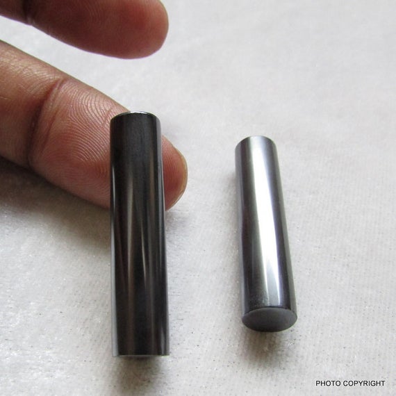 45cts 1pc Natural Hematite Cylinder Shape Smooth Round Cabochon Grey Hematite 8x36m Fancy Pencil Smooth Shiny Metallic Grey Hematite Aaa
