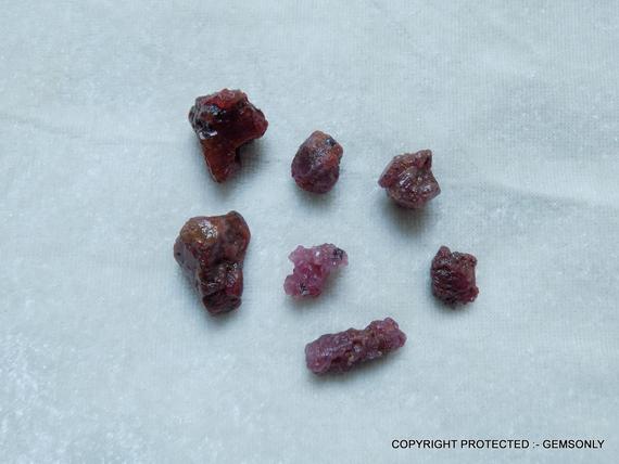 67.20cts 7pc Natural Ruby Raw Rough Red Ruby Gemstone For Wire Jewelry Making Stone Natural Un-heated No Heated 100% Red Ruby Raw Of Ruby