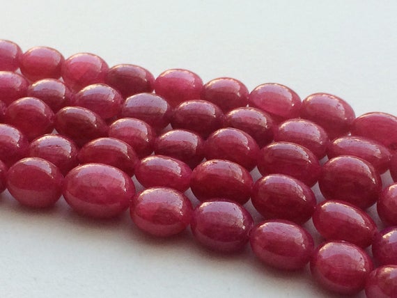 7-10mm Ruby Plain Tumble Beads, Ruby For Jewelry, Ruby Plain Tumbles 6 Inch Ruby Treated Beads For Necklace - Pga2193