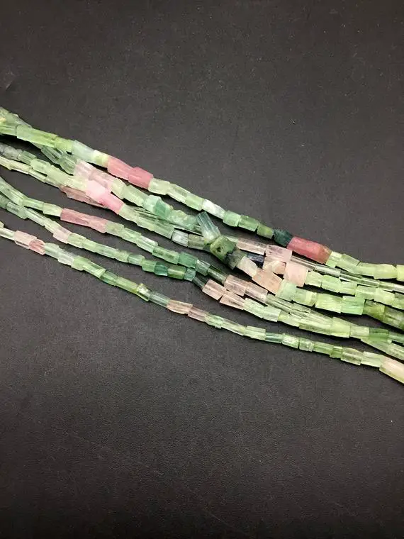 Afghani Multi Tourmaline 16 Inches Faceted Tumble Natural Gemstone Tumbles For Jewelry