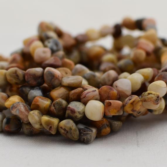 Natural Crazy Lace Agate Semi-precious Gemstone Tumbled Stone Nugget Pebble Beads - 5mm - 8mm - 15" Strand