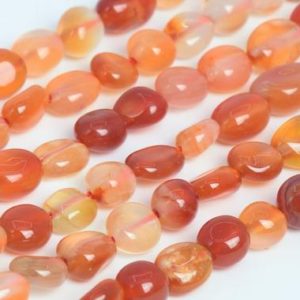 Shop Red Agate Beads! Natural Orange Red Agate Loose Beads Grade AAA Pebble Nugget Shape 7-9mm | Natural genuine beads Agate beads for beading and jewelry making.  #jewelry #beads #beadedjewelry #diyjewelry #jewelrymaking #beadstore #beading #affiliate #ad