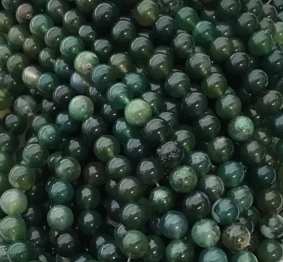 Green Moss Agate, 8mm Beads, Green Beads, Moss Agate Beads Gemstone Beads, Green Gemstone, Moss Agate, Agate Beads, 10mm Beads, 6mm Beads