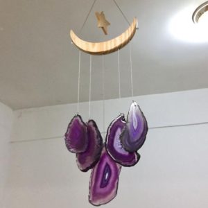 Purple Agate Windchime Suncatcher Agate Slice Wind Chime Star&Crescent Wind Chimes Gemstone Crystal Gift Home Window Decoration | Natural genuine beads Gemstone beads for beading and jewelry making.  #jewelry #beads #beadedjewelry #diyjewelry #jewelrymaking #beadstore #beading #affiliate #ad
