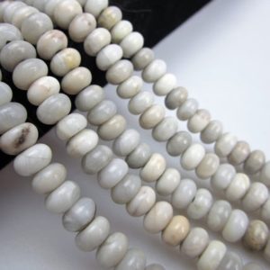 Shop Agate Beads! 2.0mm Hole White Agate Smooth Rondelle Beads 5x8mm 6x10mm 8" Strand | Natural genuine beads Agate beads for beading and jewelry making.  #jewelry #beads #beadedjewelry #diyjewelry #jewelrymaking #beadstore #beading #affiliate #ad