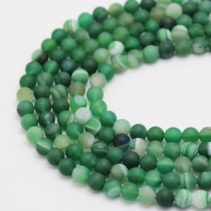 Shop Agate Round Beads! Green Stripe Agate Matte Round Beads 6mm 8mm 10mm 15.5" Strand | Natural genuine round Agate beads for beading and jewelry making.  #jewelry #beads #beadedjewelry #diyjewelry #jewelrymaking #beadstore #beading #affiliate #ad