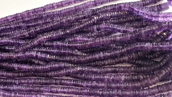 5-7mm Amethyst Beads, Amethyst Faceted Spacer Beads, Amethyst Tyre Beads, Purple Amethyst For Jewelry (8in To 16in) - Aag90