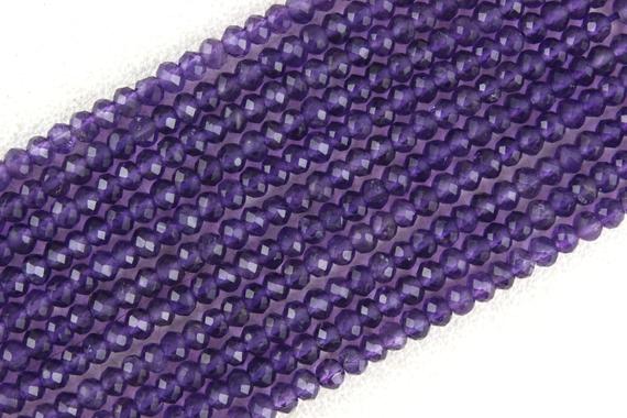 Aaa Quality 1 Strand Natural Amethyst Faceted Beads, Rondelle Faceted Beads, Amethyst Gemstone Beads, 3.5 Mm,making Jewelry,wholesale Price