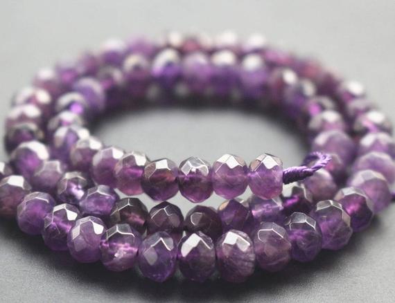 Amethyst Quartz Faceted Rondelle Beads,natural Amethyst Quartz  Beads,15 Inches One Starand