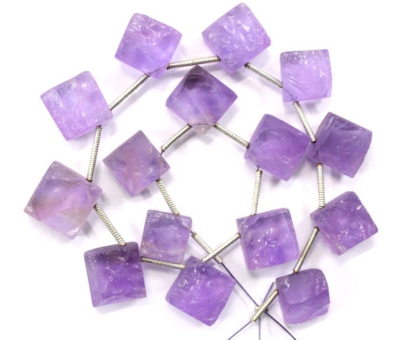 Best Quality 1 Strand Natural Blue Amethyst Rough Shape,amethyst Gemstone,15 Piece Making Jewelry Square Shape, Size 9-11 Mm Amethyst Rough