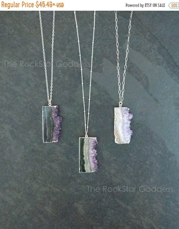 Silver Amethyst Necklace, Silver Amethyst Pendant, Silver Amethyst Jewelry, Amethyst Stalactite, Amethyst Crystal