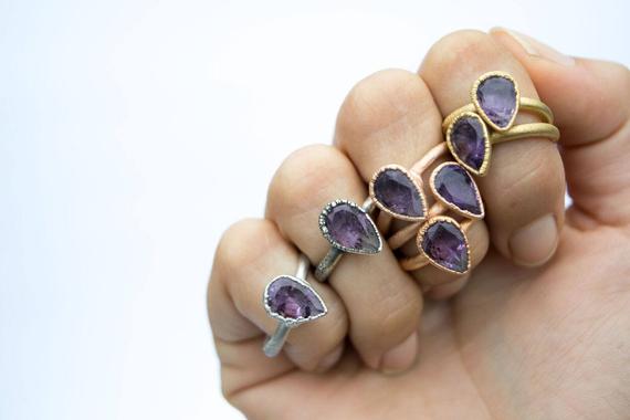 Sale Faceted Amethyst Ring | Amethyst Statement Ring | February Birthstone Ring | February Birthstone  | Amethyst Birthstone Jewelry