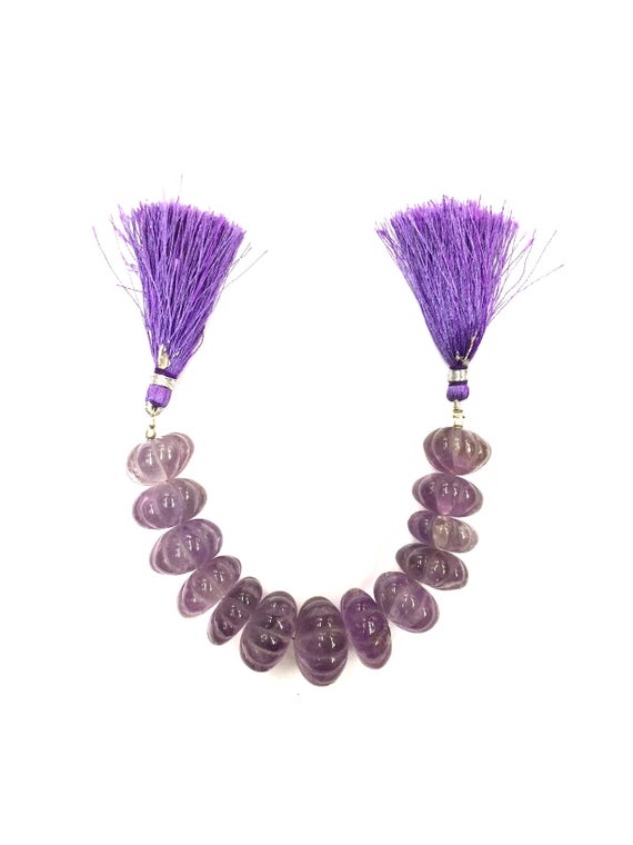 Natural Stone Amethyst Pumpkin Shape Beads Carving Rondelle Beads 16-19 Mm Gemstone Beads 13 Piece