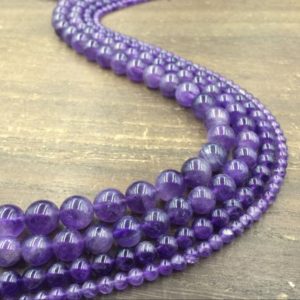 Shop Amethyst Beads! Amethyst Round Beads Natural Round Smooth Purple Amethyst beads 4 – 12mm A grade High Quality Semiprecious jewelry making full strand 15.5" | Natural genuine beads Amethyst beads for beading and jewelry making.  #jewelry #beads #beadedjewelry #diyjewelry #jewelrymaking #beadstore #beading #affiliate #ad