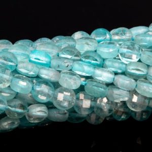 Shop Apatite Faceted Beads! 4MM Transparent Aqua Blue Apatite Beads Faceted Flat Round Button AAA Genuine Natural Gemstone Beads 15" / 7.5" Bulk Lot Options (111704) | Natural genuine faceted Apatite beads for beading and jewelry making.  #jewelry #beads #beadedjewelry #diyjewelry #jewelrymaking #beadstore #beading #affiliate #ad