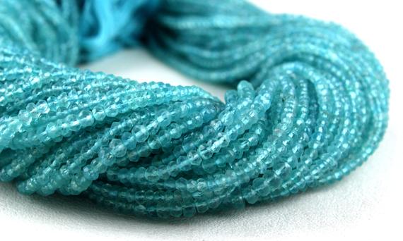 Best Quality 1 Strand Natural Apatite Rondelle Faceted Beads, 4-4.5 Mm, Blue Apatite Gemstone, 13" Long, Birthstone Beads,wholesale Price