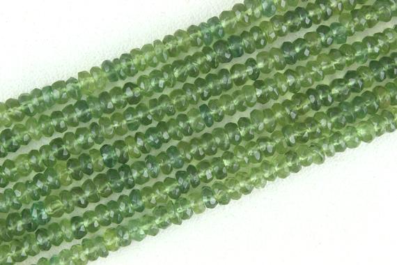 Best Quality 12.5" Green Apatite Rondelle Beads,micro Faceted Rondelle Beads, 4 Mm Beads,apatite Gemstone, Faceted Rondelle Beads,wholesale