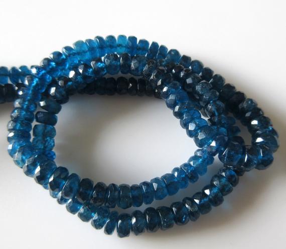 Natural Neon Blue Apatite Rondelle Beads, Blue Apatite Faceted Rondelles, 5-6mm/5-8mm Apatite Beads, Apatite Stone, 16 Inch Strand, Gds1286