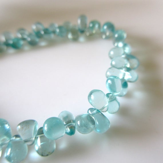 Natural Blue Apatite Smooth Tear Drop Briolette Beads, Natural Blue Apatite Drops, 6mm To 7mm, 7 Inches, Apatite Jewelry/gemstone, Gds1260