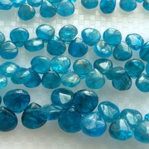 6-8mm Neon Blue Apatite Plain Heart Beads, Neon Apatite Briolettes, Neon Apatite Necklace, Apatite For Jewelry, (4.5IN To 9IN Options) | Natural genuine other-shape Gemstone beads for beading and jewelry making.  #jewelry #beads #beadedjewelry #diyjewelry #jewelrymaking #beadstore #beading #affiliate #ad