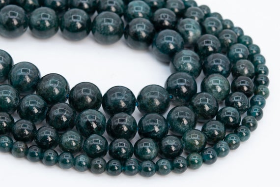 Genuine Natural Dark Blue Green Apatite Loose Beads Grade Aa Round Shape 6mm 8mm 10mm 12mm