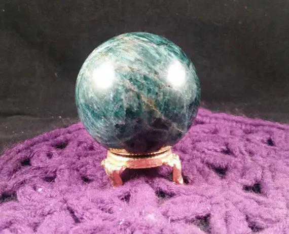 Blue Apatite Sphere 60mm Crystal Ball Stone Polished Unique Natural High Quality Gemmy Choose Your Stand