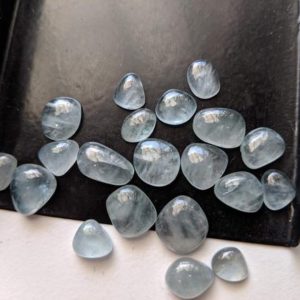 Shop Aquamarine Cabochons! 7-8.5mm Aquamarine Plain Cabochons, 5 Pcs Natural Plain Free Form Shape Aquamarine Flat Back Cabochons For Jewelry- PDG228 | Natural genuine stones & crystals in various shapes & sizes. Buy raw cut, tumbled, or polished gemstones for making jewelry or crystal healing energy vibration raising reiki stones. #crystals #gemstones #crystalhealing #crystalsandgemstones #energyhealing #affiliate #ad