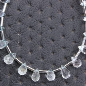 Shop Aquamarine Bead Shapes! 1 Strand Natural Aquamarine Briolette,33 Pieces,Faceted Tiny Teardrop Beads ,Blue Aquamarine Size 4×6 MM Aquamarine Necklace,Wholesale Price | Natural genuine other-shape Aquamarine beads for beading and jewelry making.  #jewelry #beads #beadedjewelry #diyjewelry #jewelrymaking #beadstore #beading #affiliate #ad