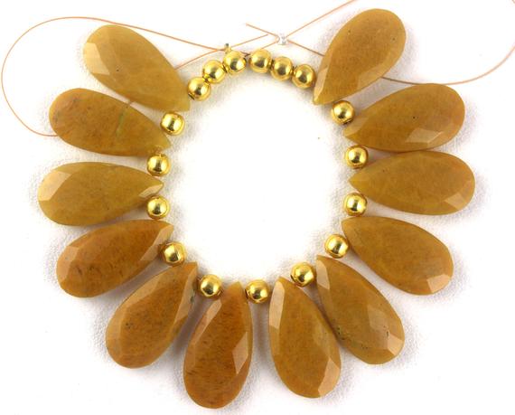 Best Quality 1 Strand Natural Yellow Aventurine Pear Shape Faceted 12x25.5-13x26mm Approx,strand,aventurine Beads,natural Aventurine,faceted