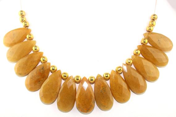 Best Quality 1 Strand Natural Yellow Aventurine Pear Shape Faceted 11x24-13x26.5mm Approx,strand,aventurine Beads,natural Aventurine,faceted