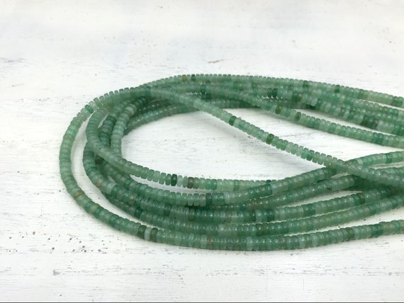 Aventurine Heishi Beads Rondelle Tyre Spacer Beads 4x2mm Natural Green Aventurine Gemstone Rondelles Beading Jewelry Beads 15.5"/full Strand