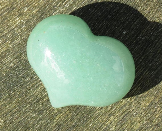 Green Aventurine Puffy Heart Pocket, Worry Healing Stone!
