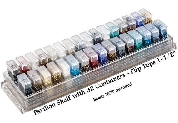 Bead Storage Organizer: Pavilion Shelf With 32 Flip Top Containers