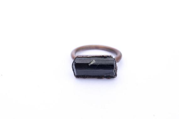 Sale Black Tourmaline Ring | Black Tourmaline | Raw Tourmaline Ring  | October Birthstone  | October Birthstone Ring