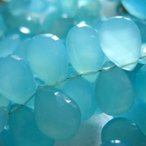 Shop Briolette Beads! Aqua Blue CHALCEDONY Pear Briolettes Beads   2-20 pcs, Luxe AAA, 12-14 mm  Faceted Chalcedony Gemstone Beads Wholesale  1214 solo | Natural genuine other-shape Gemstone beads for beading and jewelry making.  #jewelry #beads #beadedjewelry #diyjewelry #jewelrymaking #beadstore #beading #affiliate #ad