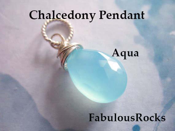 Aqua Blue Chalcedony Charm Pendant Add A Dangle Drop / Gift Under 10 For Her / 20-22 Mm, Gold Fill Or Sterling Silver /   Fdv1.v3 Solo Gd