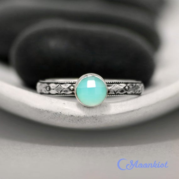Aquamarine Promise Ring, Sterling Silver Aquamarine Ring, Blue Silver Ring, May Birthstone Ring | Moonkist Designs
