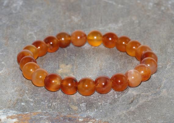 8mm Carnelian Stacking Bracelet, A Grade, Healing Crystals, Motivation - Stone Of Life Force & Vitality - Improve Concentration And Focus