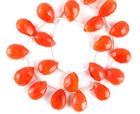 Aaa Quality 1 Strand Natural Carnelian Beads,21 Pieces,gift For Mother ,faceted Beads,pear Shape,carnelian,9x14-10x15 Mm ,wholesale Price