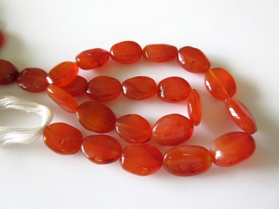 Natural Carnelian Smooth Oval Beads, 10mm Beads, 13 Inch Strand, Gds217