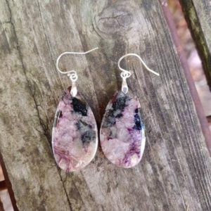 Shop Charoite Earrings! Dainty charoite earrings. Avail in sterling silver only | Natural genuine Charoite earrings. Buy crystal jewelry, handmade handcrafted artisan jewelry for women.  Unique handmade gift ideas. #jewelry #beadedearrings #beadedjewelry #gift #shopping #handmadejewelry #fashion #style #product #earrings #affiliate #ad